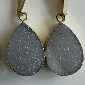 Natural Crystal Earrings with gold tone metal accents